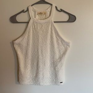 White lace Hollister high neck tank top size small